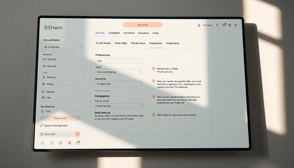 A neatly organized Shein account setup screen, showcasing a clean interface with intuitive sections for personal information, preferences, and account management. The layout features a balanced composition, with a central focus on the account overview and seamless navigation options. Soft, natural lighting illuminates the screen, creating a calming and inviting atmosphere. The color palette is muted, with subtle accents that complement the brand's aesthetic. The overall impression conveys a user-friendly and efficient experience, empowering the viewer to confidently explore the Shein platform and take advantage of the available offers. A neatly organized Shein account setup screen, showcasing a clean interface with intuitive sections for personal information, preferences, and account management. The layout features a balanced composition, with a central focus on the account overview and seamless navigation options. Soft, natural lighting illuminates the screen, creating a calming and inviting atmosphere. The color palette is muted, with subtle accents that complement the brand's aesthetic. The overall impression conveys a user-friendly and efficient experience, empowering the viewer to confidently explore the Shein platform and take advantage of the available offers.