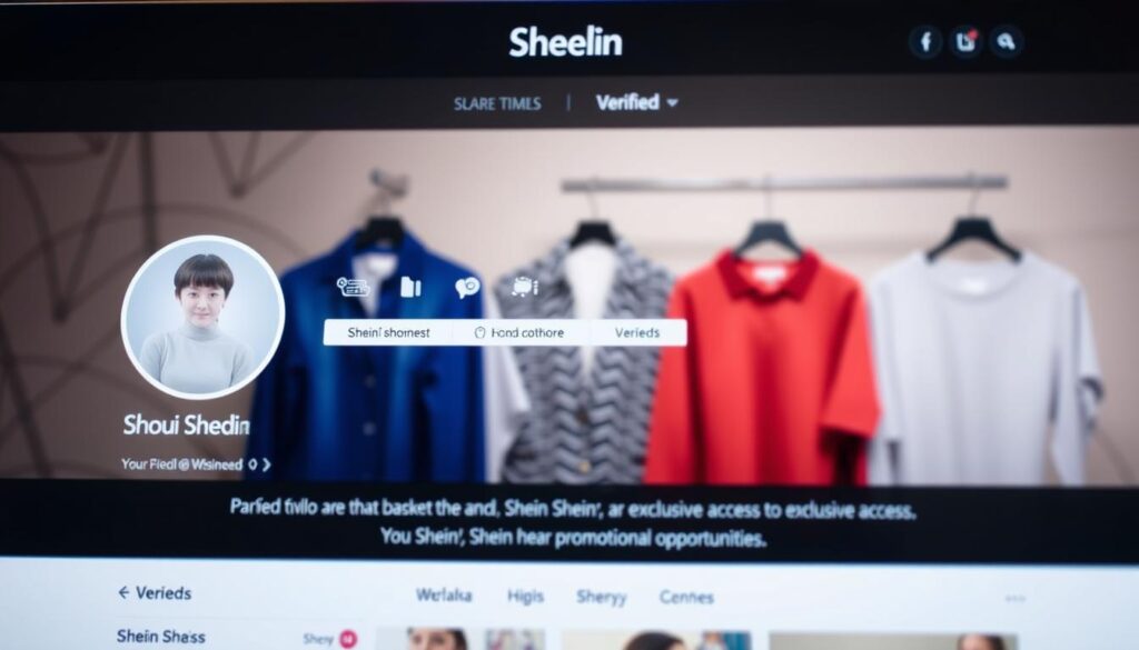 A sleekly designed Shein profile page with a verified badge, conveying credibility and trustworthiness. The foreground features a clean, minimalist layout with a prominent profile image, username, and verified status. The middle ground showcases curated clothing items, showcasing Shein's diverse product offerings. The background has a subtle, stylized pattern or texture that complements the overall aesthetic. The lighting is soft and flattering, creating a professional, high-quality appearance. The overall mood is one of refinement, authenticity, and the promise of exclusive access to Shein's promotional opportunities. A sleekly designed Shein profile page with a verified badge, conveying credibility and trustworthiness. The foreground features a clean, minimalist layout with a prominent profile image, username, and verified status. The middle ground showcases curated clothing items, showcasing Shein's diverse product offerings. The background has a subtle, stylized pattern or texture that complements the overall aesthetic. The lighting is soft and flattering, creating a professional, high-quality appearance. The overall mood is one of refinement, authenticity, and the promise of exclusive access to Shein's promotional opportunities.