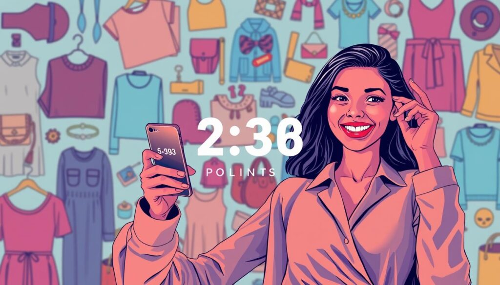 A vibrant, dynamic illustration showcasing the Shein points system. In the foreground, a stylish young woman enthusiastically holds up a mobile device, her face alight with excitement as she tracks her points accumulation. The middle ground features a stylized points counter, its numerical values rising incrementally, conveying a sense of progress and reward. In the background, a collage of fashionable Shein apparel items and accessories creates a visually engaging tapestry, hinting at the coveted rewards that can be unlocked through the loyalty program. Warm, vibrant lighting bathes the scene, evoking a sense of positivity and success. Captured through a wide-angle lens, the composition emphasizes the interconnectedness of the Shein experience, inviting the viewer to imagine themselves as part of this rewarding journey. A vibrant, dynamic illustration showcasing the Shein points system. In the foreground, a stylish young woman enthusiastically holds up a mobile device, her face alight with excitement as she tracks her points accumulation. The middle ground features a stylized points counter, its numerical values rising incrementally, conveying a sense of progress and reward. In the background, a collage of fashionable Shein apparel items and accessories creates a visually engaging tapestry, hinting at the coveted rewards that can be unlocked through the loyalty program. Warm, vibrant lighting bathes the scene, evoking a sense of positivity and success. Captured through a wide-angle lens, the composition emphasizes the interconnectedness of the Shein experience, inviting the viewer to imagine themselves as part of this rewarding journey.